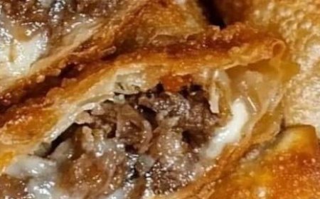 Egg rolls filled with Philly cheesesteak.