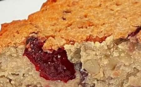 Oatmeal Apple Cake with Nuts and Dried Apricots