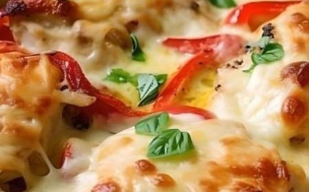 Cheesy Baked Chicken and Peppers