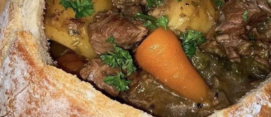 Meat Stew in a Bread Bowl