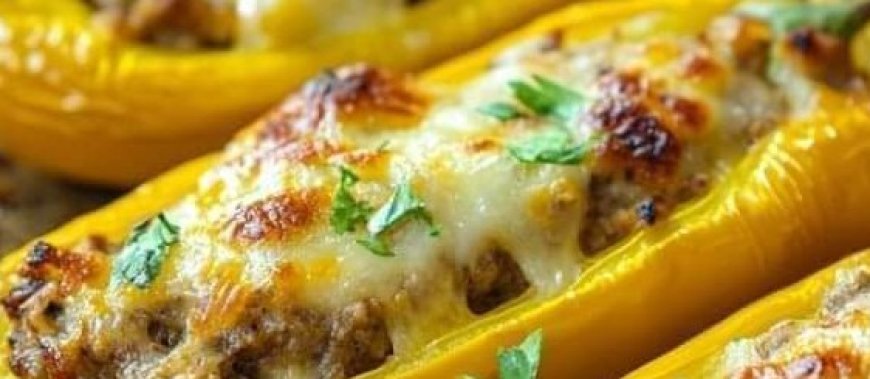 Stuffed Banana Peppers with Meat and Cheese