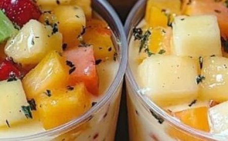 Creamy Fruit Salad with Fresh Mint