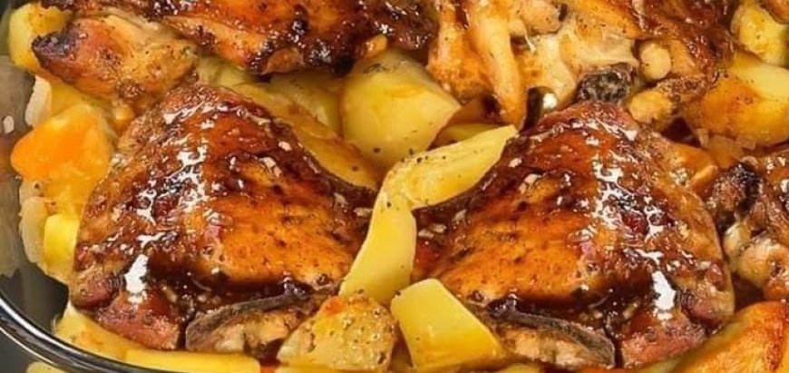 Honey Soy Glazed Chicken Legs with Roasted Vegetables Recipe