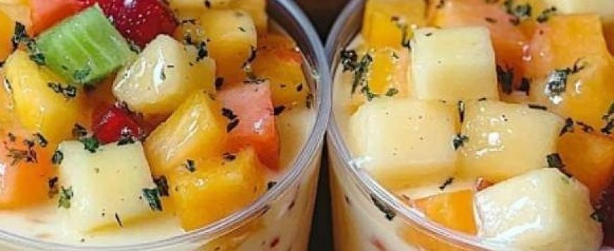 Creamy Fruit Salad with Fresh Mint