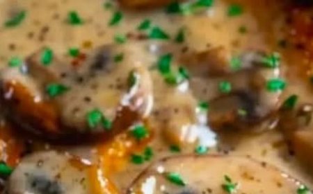 Chicken and Mushroom Skillet in a Creamy Asiago and Mustard Sauce