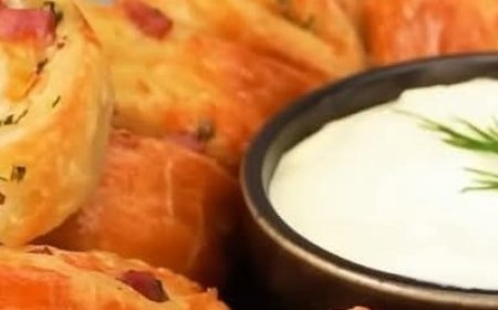 Puff Pastry Rolls with Ham, Cheese, and Garlic