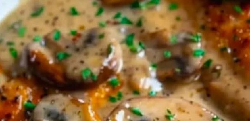 Chicken and Mushroom Skillet in a Creamy Asiago and Mustard Sauce