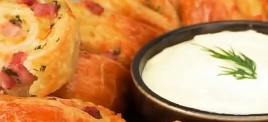 Puff Pastry Rolls with Ham, Cheese, and Garlic