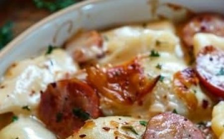 Crockpot Pierogi Casserole with Kielbasa