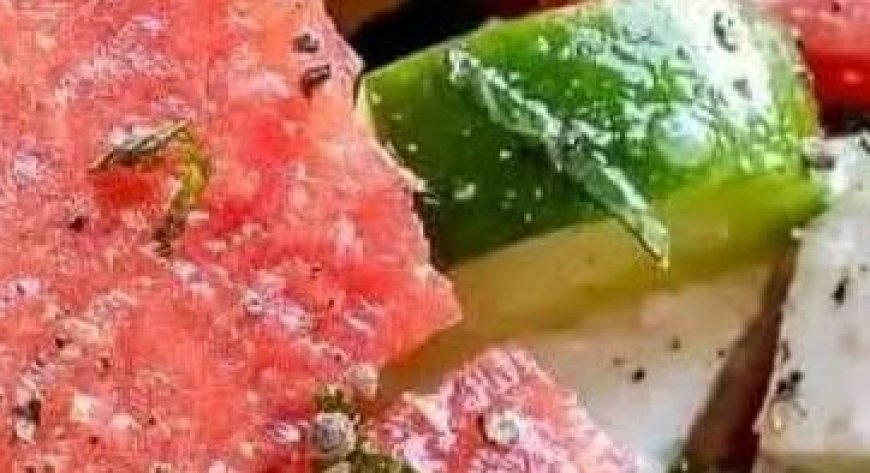 Watermelon salad with cucumber and feta