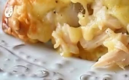 Chicken with French onion flavor baked in a bubbly casserole
