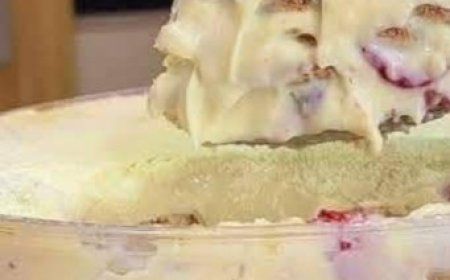 Layered Dessert With Cream, Biscuits And Fruits