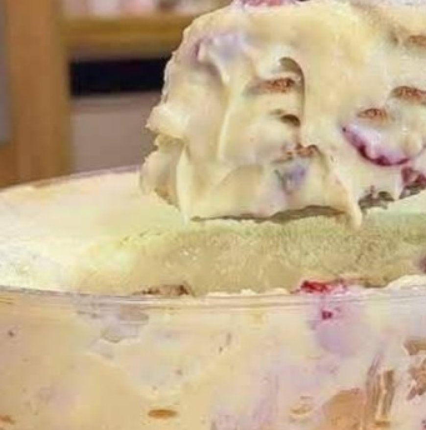 Layered Dessert With Cream, Biscuits And Fruits