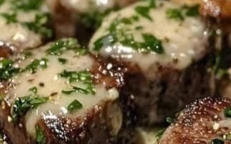 Garlic Butter Steak Bites and Cheesy Smashed Potatoes