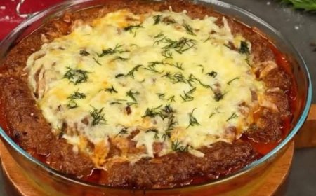 Baked Meat and Potato Casserole with Tomato Sauce