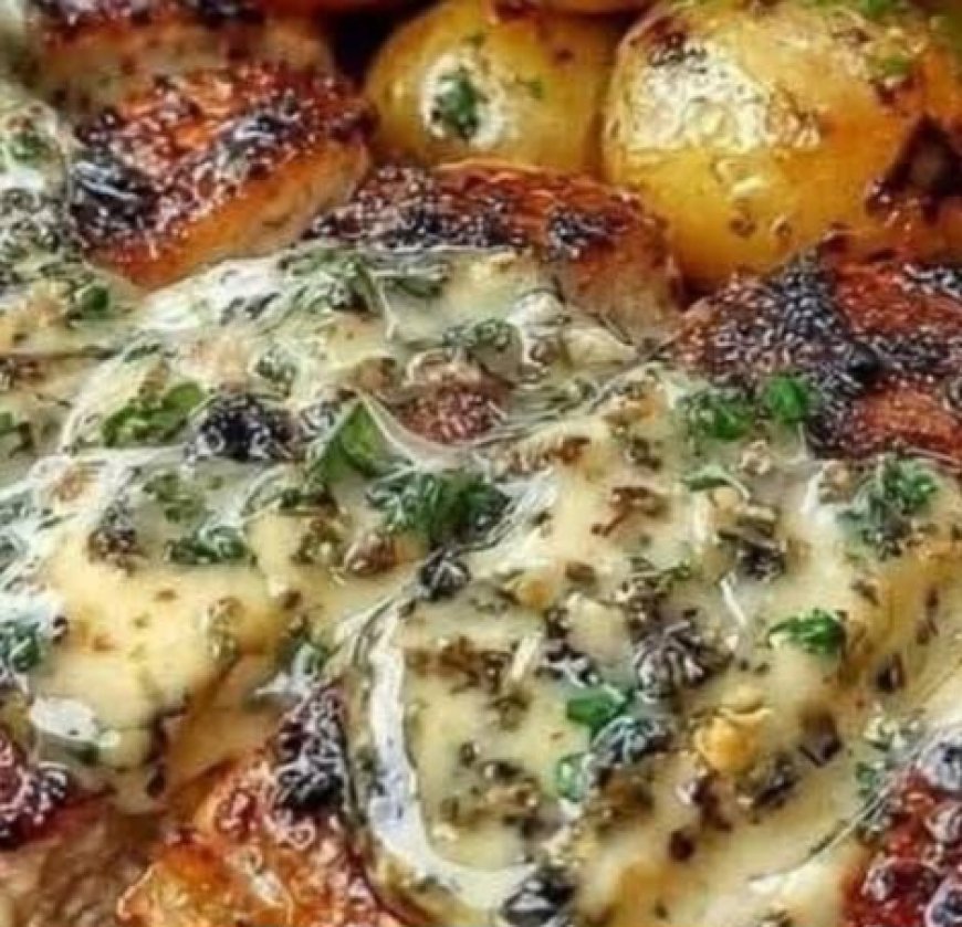 Creamy Garlic Chicken with Roasted Baby Potatoes
